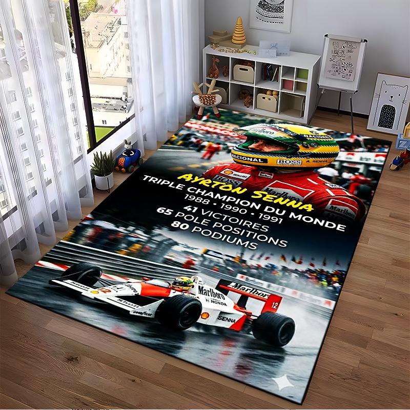 Ayrton Senna Racing Legend Design Rug Non-slip rug suitable for living room and bedroom sofas.