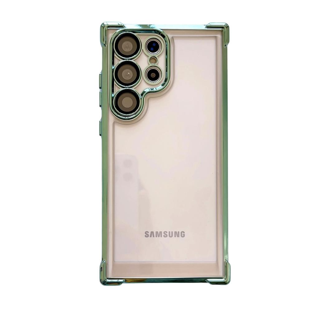 Electroplating Four Corners Anti-fall Suitable for Samsung S24 Ultra Mobile Phone Case S23FE Gradient Flash Powder A55 Protective Case
