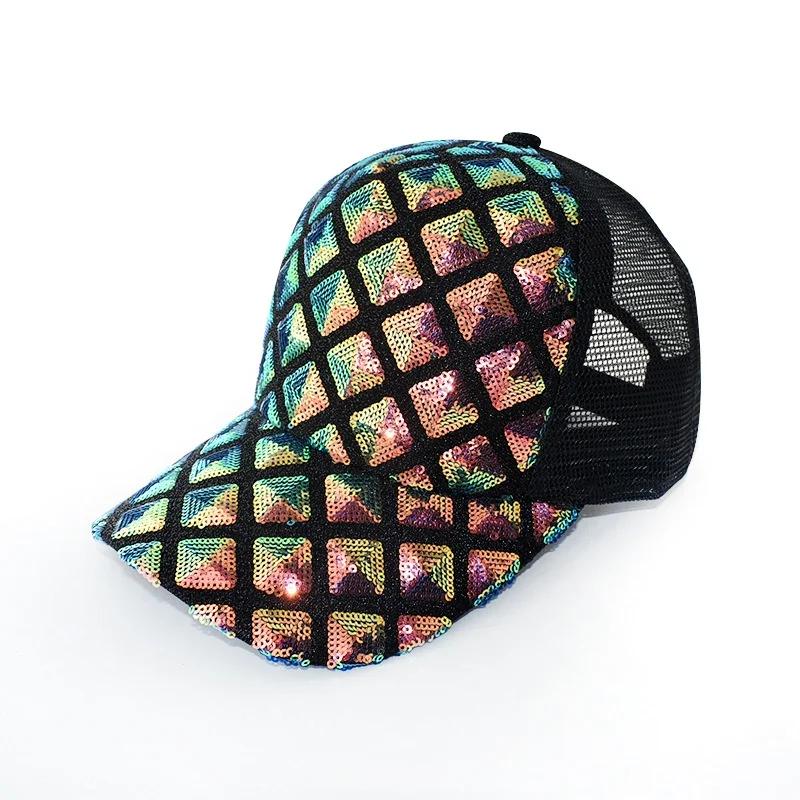 Unisex Kšiltovka S Flitry a Kamínky Baseballová Čepice Sluneční Klobouk Ležérní Prodyšná Síťovina Sluneční Ochrana Sluneční Klobouk (4 barvy)