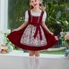 Girls Traditional Farm Dress with Apron and Headscarf Bavarian Oktoberfest Costume for Kids Rustic Country Style Outfit