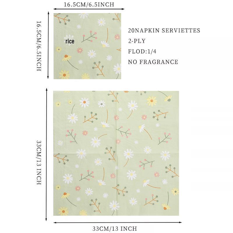 Colorful Daisy Print Floral Napkin Paper - Small Herb Party Tissues