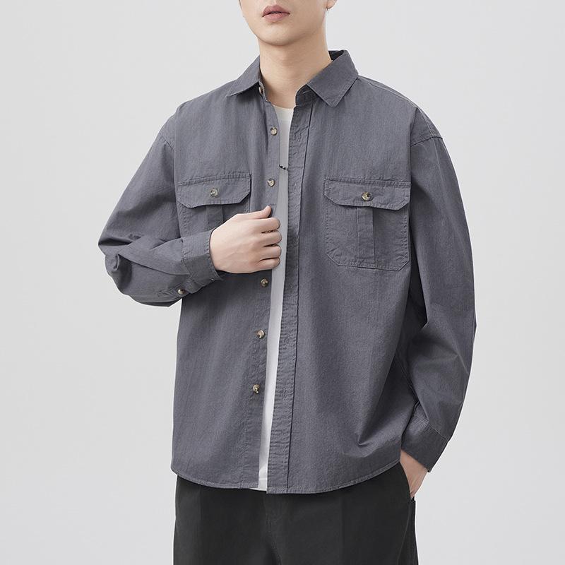 New Spring and Autumn Japanese Retro Men's Long-sleeved Shirt Work Jacket Loose Casual Shirt