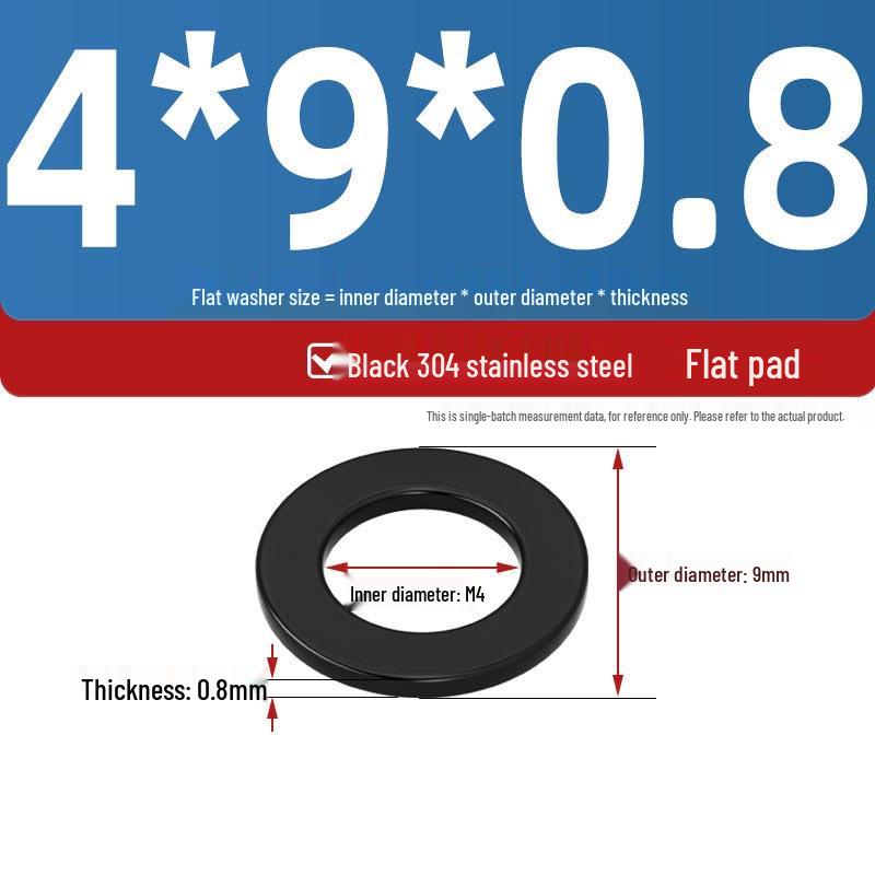 Ultra-Thin Black Zinc-Plated Stainless Steel Flat Washer (M2-M20)