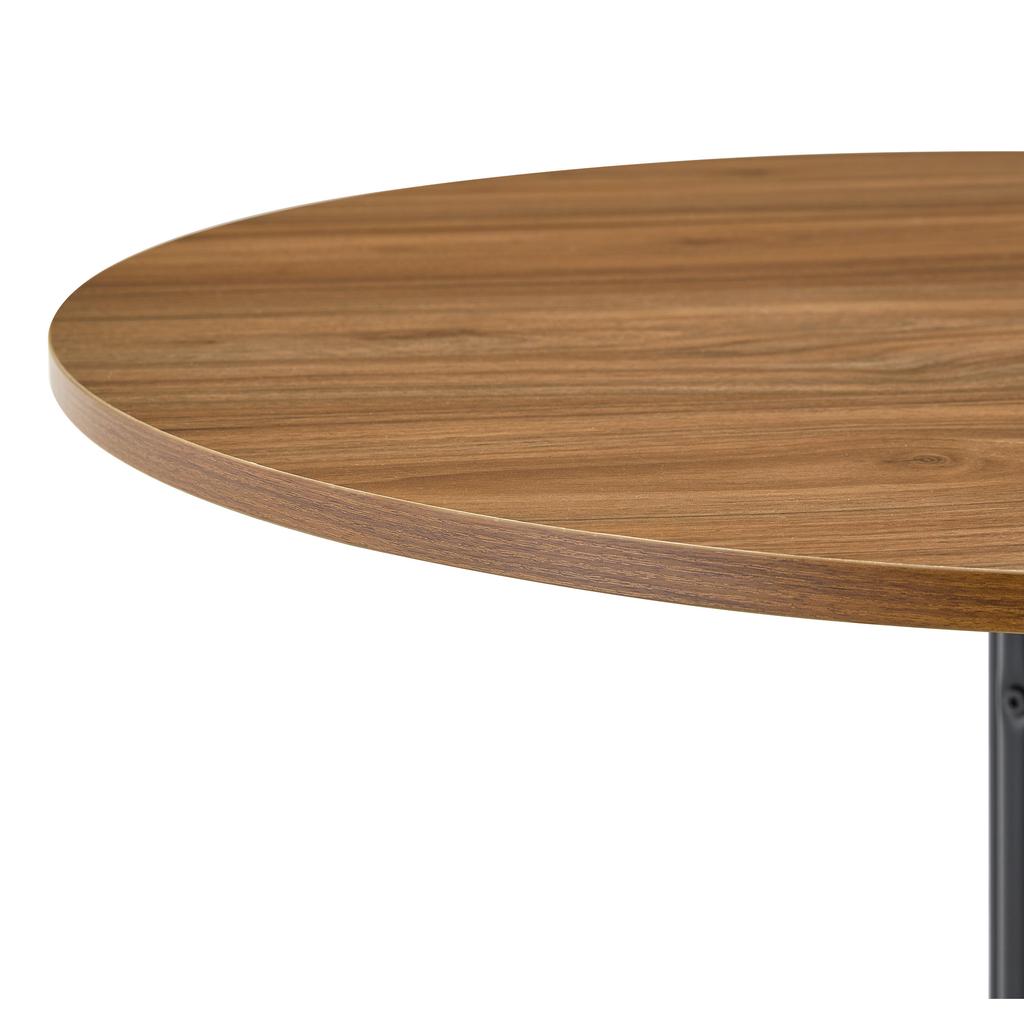 Round side table, Modern coffee table with walnut surface and black metal frame, Sofa table for living room, bedroom, balcony, office