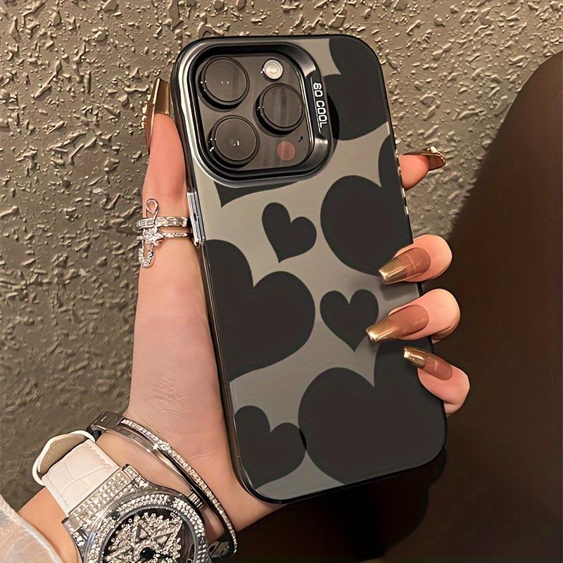 Full screen black heart-shaped mobile phone case suitable for iPhone 17 16 15 14 13 12 11 Pro/ Max/Plus anti-fall and shock
