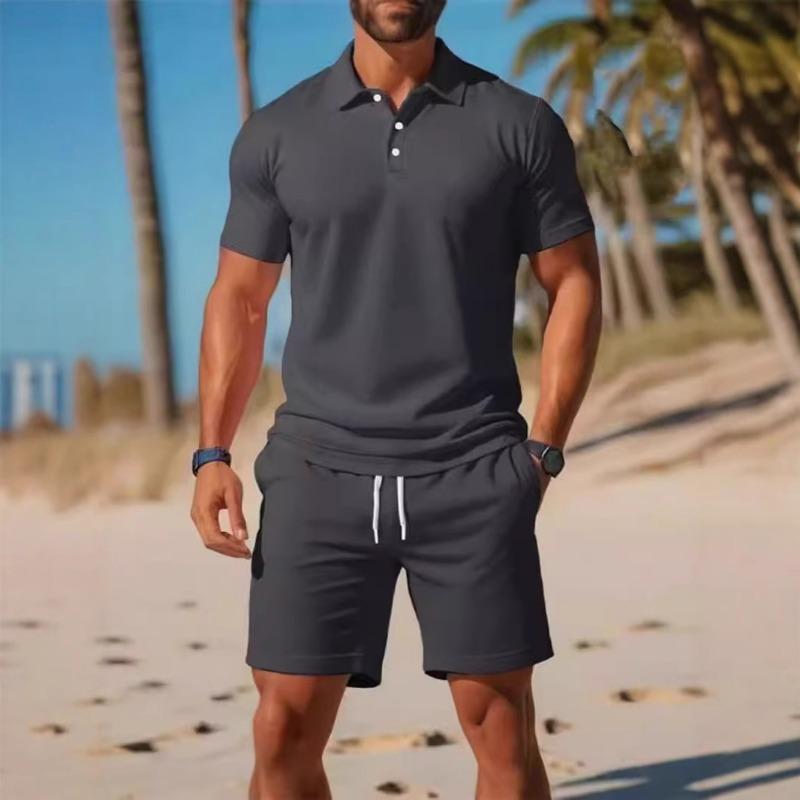 New Men's Summer Casual Sports All-match Slim Short-sleeved Fashion Shorts Suit