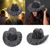 Elegant Punk Western Top Hat Wide Brims Fedoras Hat with Skull Pattern for Women Men Unisex Vintage Party Headwear