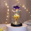 Galaxy Rose Lamp with Butterfly & Colorful LED Lights Artificial Rose in Glass Dome Battery Powered Romantic Gift for Wedding Home Decor