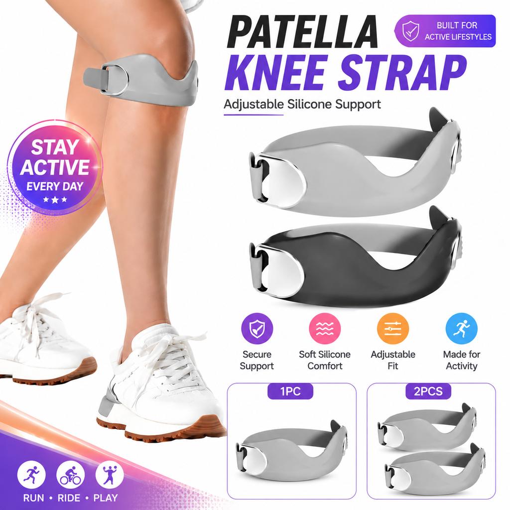 Patella Knee Strap Adjustable Silicone Knee Support Sports Running Badminton Knee Brace Patella Tendon Stabilizer Support Band