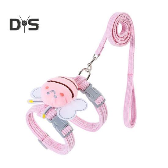 Zestaw szelek i smyczy dla kota Regulowane szelki dla zwierząt domowych z kreskówkową pszczołą dla małych i średnich psów i kotów Szelki i smycz dla zwierząt domowych odporne na ucieczki do spacerów na świeżym powietrzu