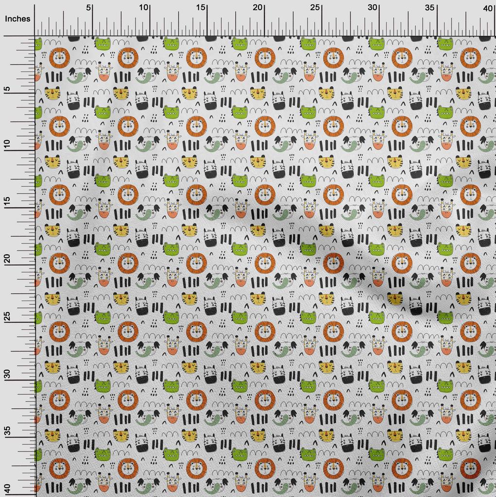 oneOone Cotton Flex Brown Fabric Kids Animal Quilting Supplies Print Sewing Fabric by The Yard 40 Inch