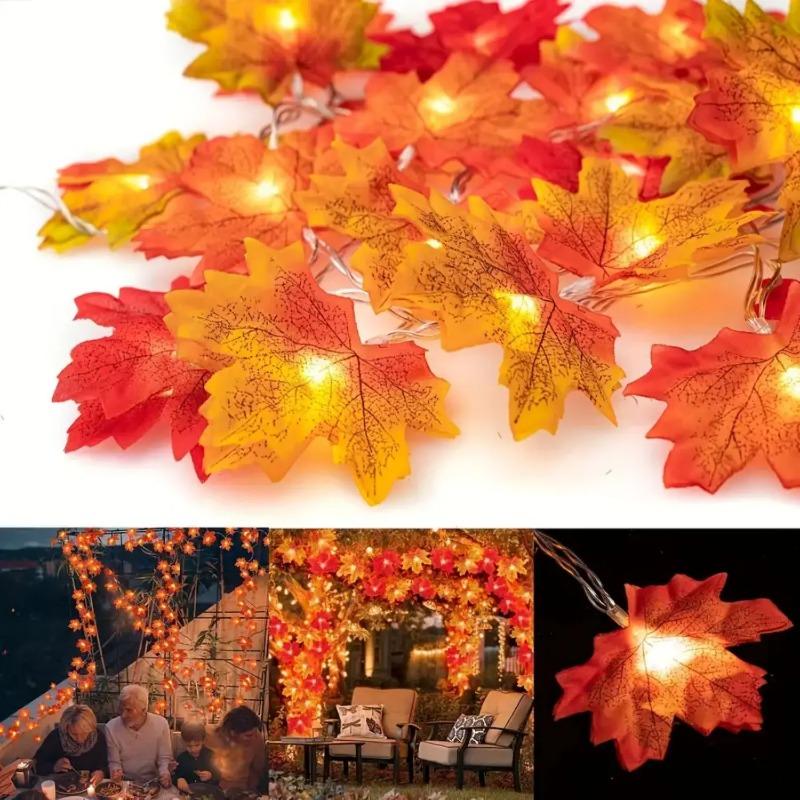 1pc 10/20/40 LED Maple Leaf String Fairy Lights Battery Powered For Home Party Holiday Arrangement Scene Outdoor Decoration