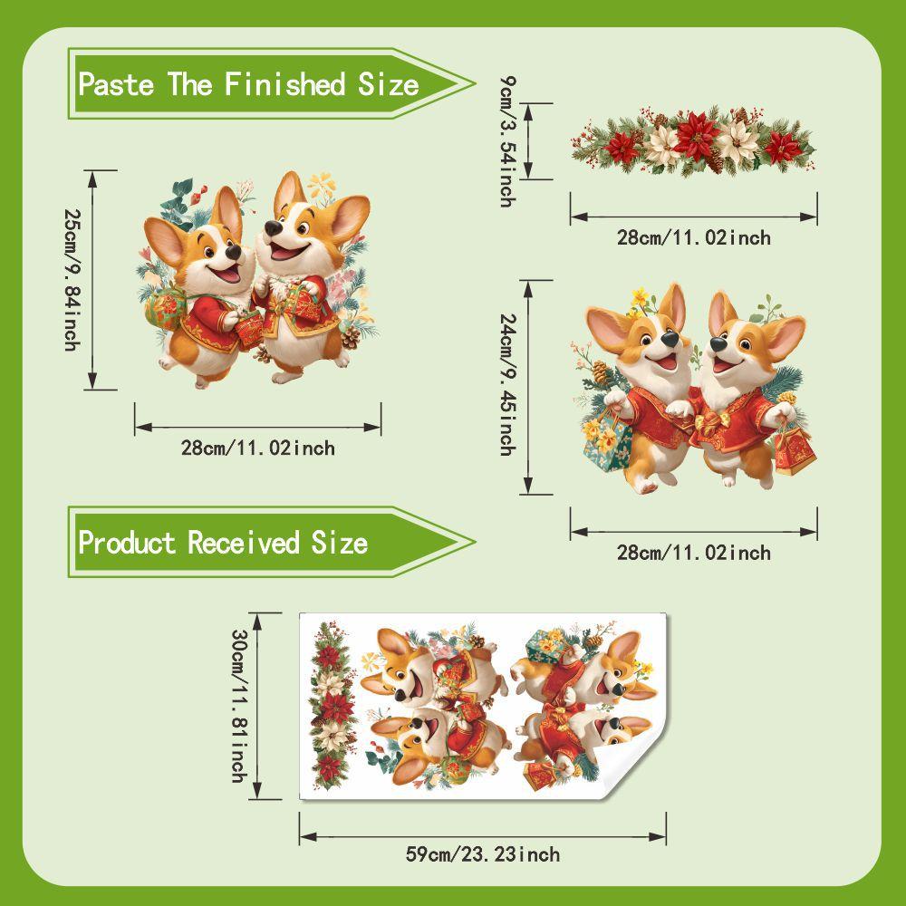 

Мультяшное Рождественское Украшение Корги Наклейки на Стену Туалета, Декоративные Наклейки на Стену для Ванной 30*60cm