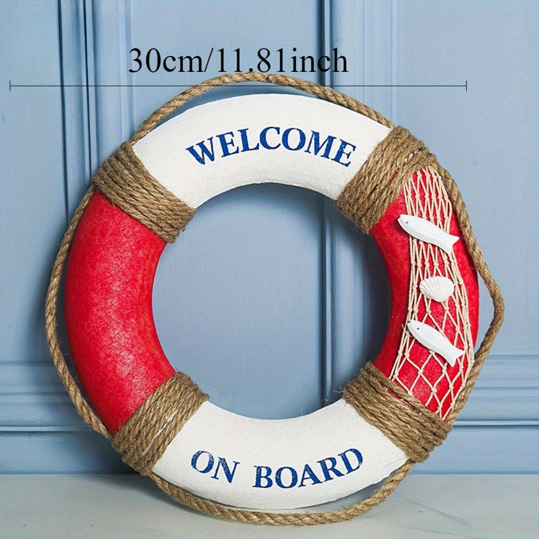 1PC Mediterranean style, red and blue small fish hanging foam life buoy, Mediterranean style handicrafts, home decoration life buoy