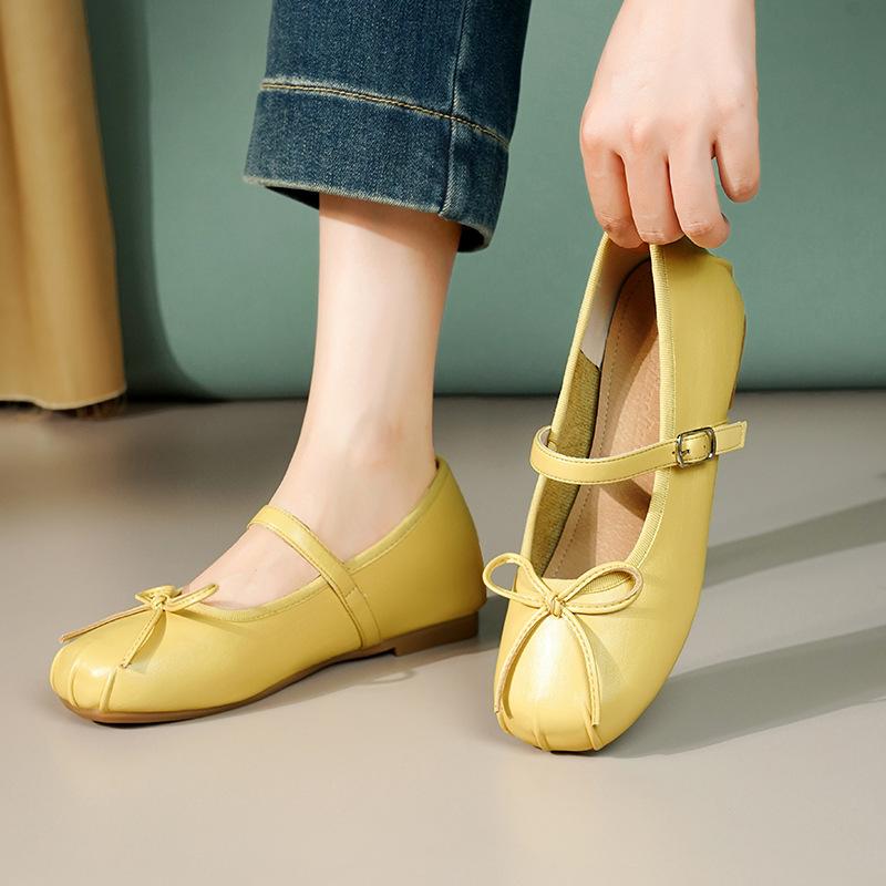 Fashion Inner Height Increase Silver Mary Jane Pumps Women's Summer Flats 2025 New Ballet Shoes with Skirt Small Leather Shoes for Women