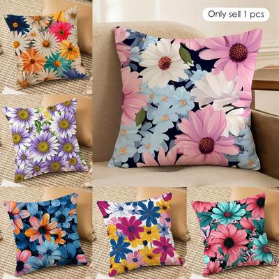 Beautiful Flowers Fashion Cushion Cover Silky Short Plush Invisible Zipper Dustproof Sofa Pillow Case for Home Decor