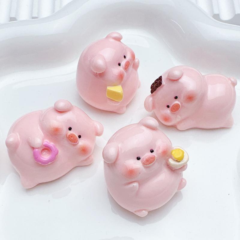 Cute Mini Cartoon Piggy Ornaments Resin Pink Pig Computer Desktop Home Decoration Office Garden Car Decor Accessories Gift