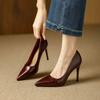 Stiletto-High Heels 2026 Frühling Französisch einfarbig spitz weiches Leder Temperament Pendeln ein Pedal leichter Ausschnitt Single Shoes