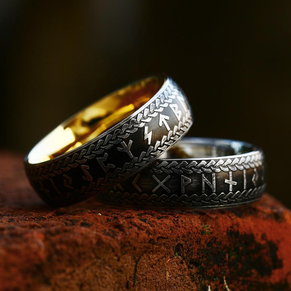 New Vintage Nordic Viking Rune Ring For Men Women Stainless Steel Couple Amulet Fashion Jewelry Gift
