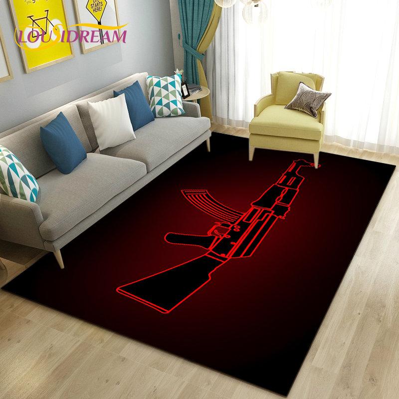 3D Assault Rifle Pistol Revolver Gun Area Rug,Carpet Rug for Living Room Bedroom Sofa Doormat Decor,Kid Play Non-slip Floor Mat