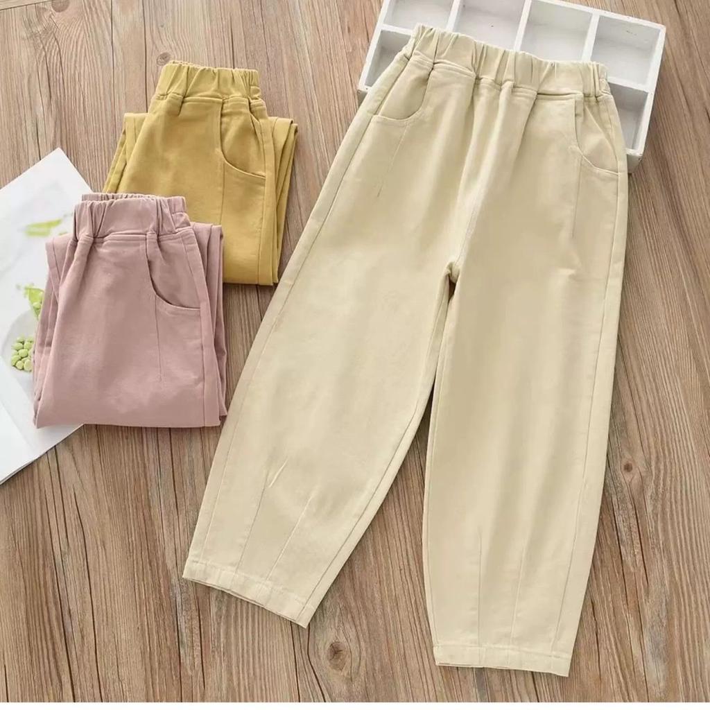New Style of Children's Clothing for Girls Pure Cotton Casual Pants for Babies Children's Clothing for Middle and Large Age Carrot Pants
