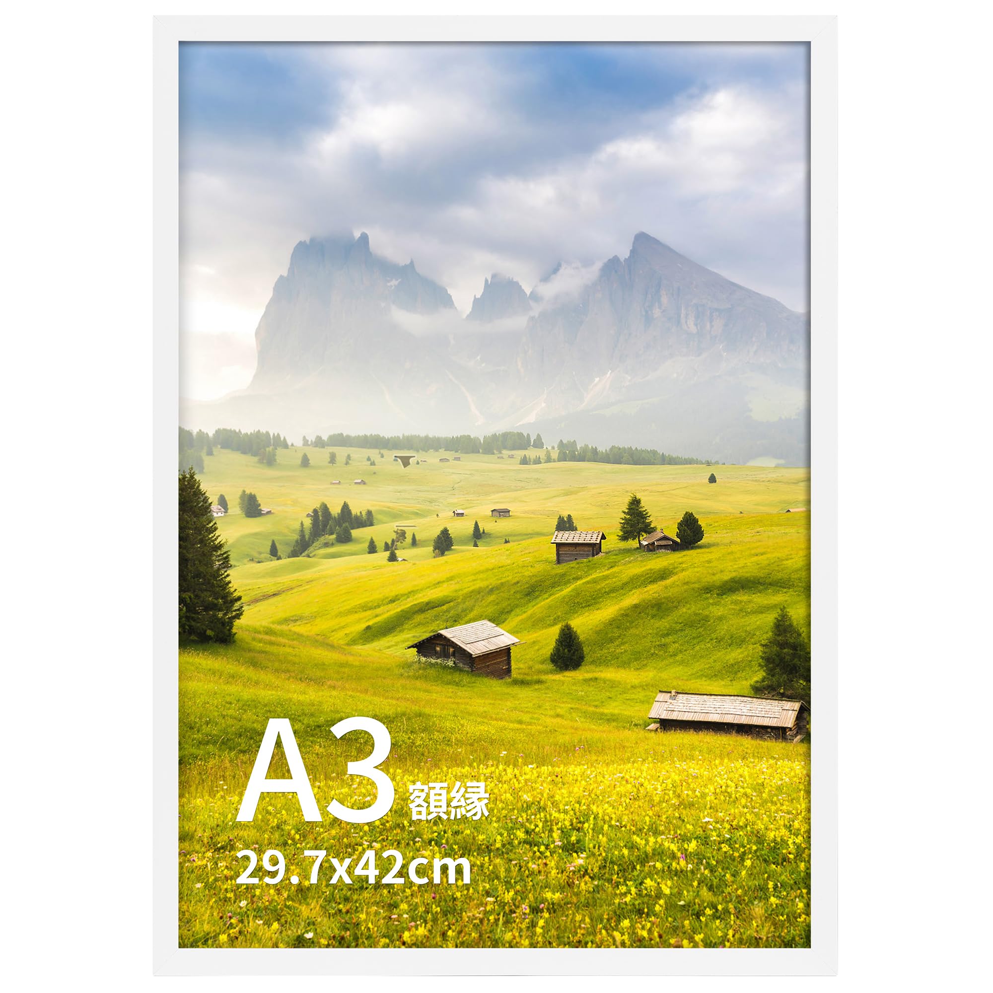 

ПОДАРОЧНЫЙ САД Рамка для фотографий Фоторамка A3 Рамка для наград Легкий размер Настенный тип Белый Пейзаж Украшение для плаката 1 штука белый