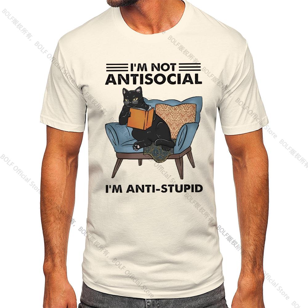 

I Am Not Anti Social Printed Men s Vintage T-Shirt 100% Cotton Oversized Funny Graphic Tees for Men Summer Tops S