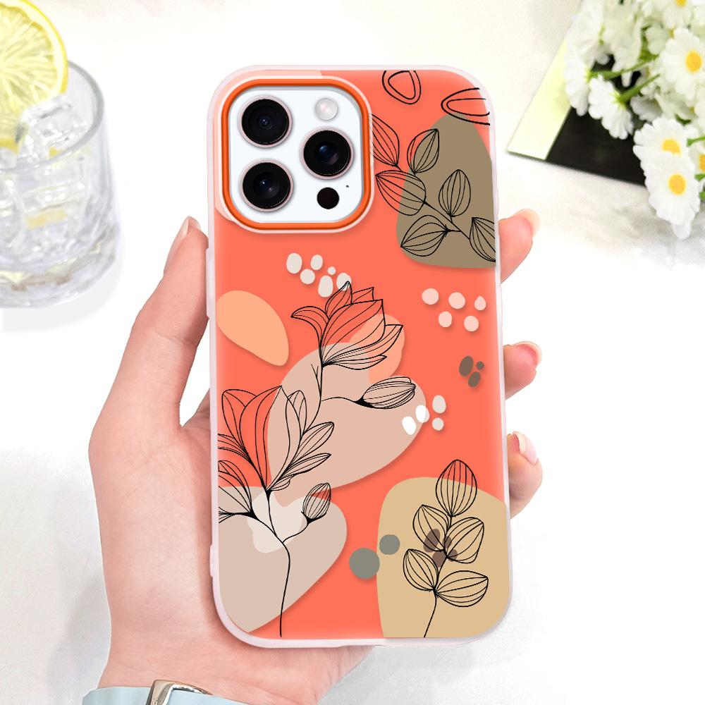 

Simple Flowers Phone Case For IPhone 14 13 12 11 Pro Max Mini 7 8 6 6S Plus X XS XR SE 2020 2022 Candy Colored Cover iPhone 13 Pro оранжевый