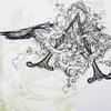 Women Crew Neck Vintage Sketch Print Side Ruched Slim Long Sleeve Casual Tee