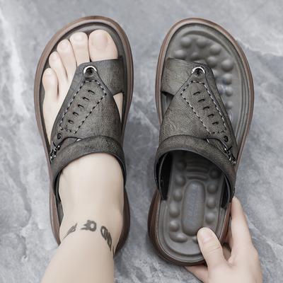 Fashion Summer New Men's Casual Comfortable Flip Flops Outdoor Beach Shoes Men Breathable Sandals British Leather Sandals