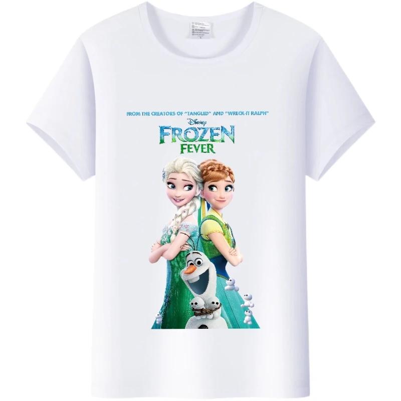 Vintage Cartoon Summer Tees Frozen Elsa Anna Princess Top White T-Shirts 90S Clothes Plus Size Gothic Blouse Unisex