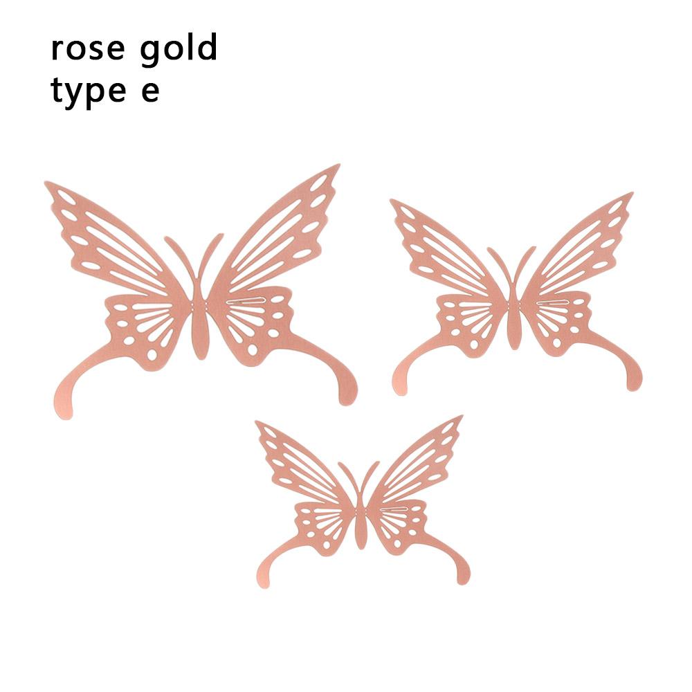 12Pcs/Pack 3D Hollow Out Butterfly Stickers Gold/Silver/Rosegold Mirror Decals Metal Texture Wall Art Wedding Party Supplies