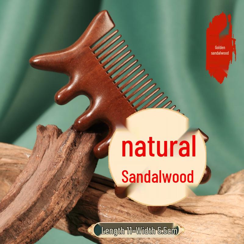 Sandalwood Air-Cushion Meridian Massage Brush for Abdominal and Liver Stimulation