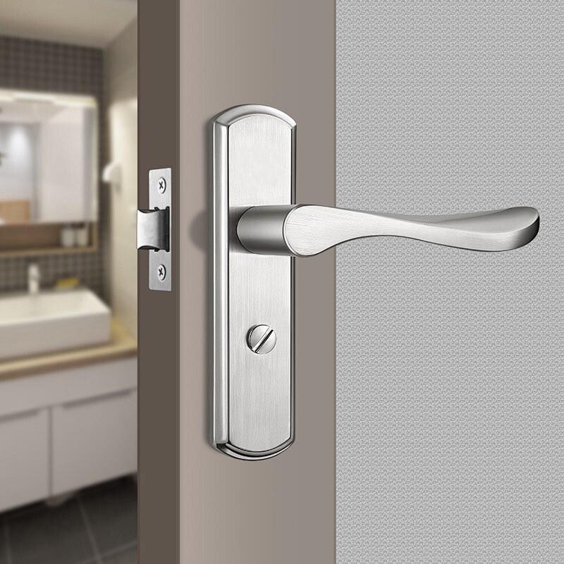 1Pc Door Latch Catch Privacy Lock Three Pronged Single Tongue Lock Body Bathroom Indoor Door Lock Cylinder DIY Stainless Steel