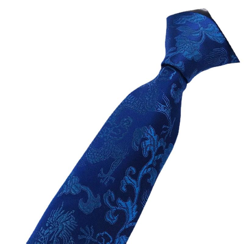 Cozy Up Men Tie Groom Best Man Chinese Dragon Pattern Casual and Fashionable 146x8x3.5cm