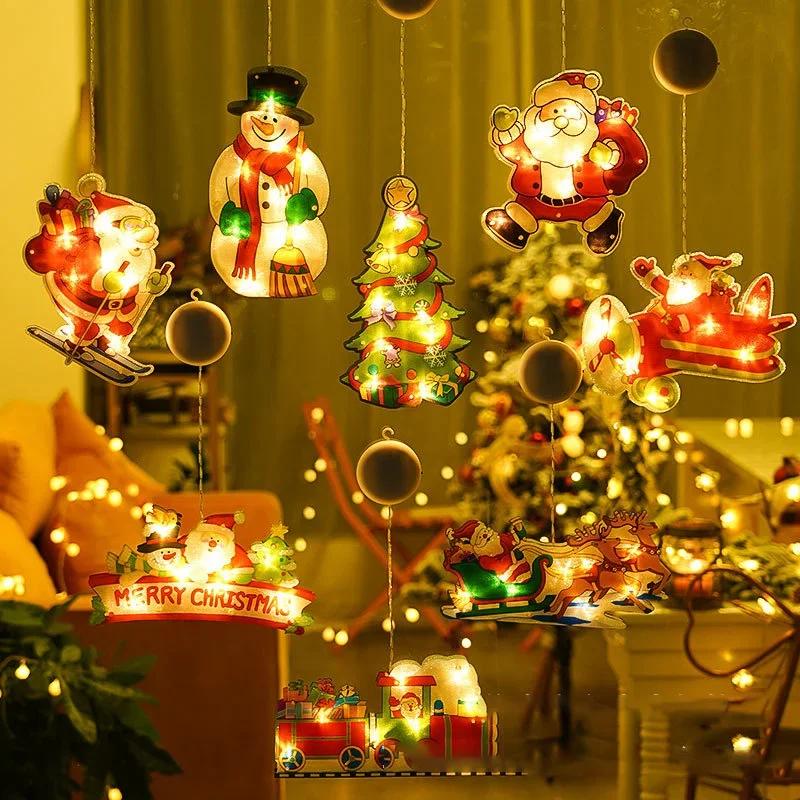 LED Christmas Decoration Suction Cup Light, Santa Claus Snowman Shaped Light, Christmas Shop Window Decoration, Home Decoration