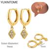 925 Sterling Silver Needle Vintage Square Round Pendant Earrings For Women Crystal Shell Geometric Earrings Fashion Jewelry