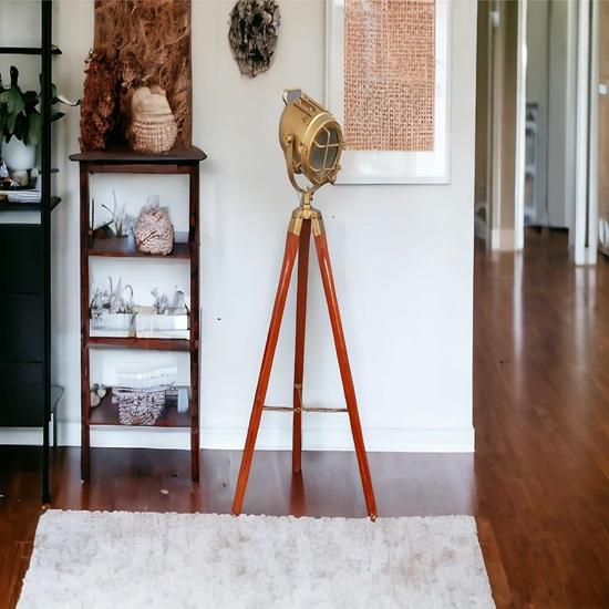 Pack of 1 Spotlight Tripod Floor Lamp, Brass,