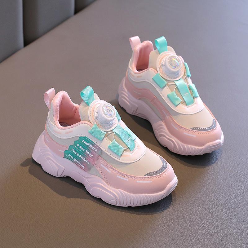 

Fashion Leather Dad Sneakers for Girls Toddler Kids Hook and Loop Sport Shoes Size 26 розовый