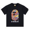 Mens Streetwear Oversized Cotton Tee With Camo Shark Ape Graphic Print Casual T-Shirt