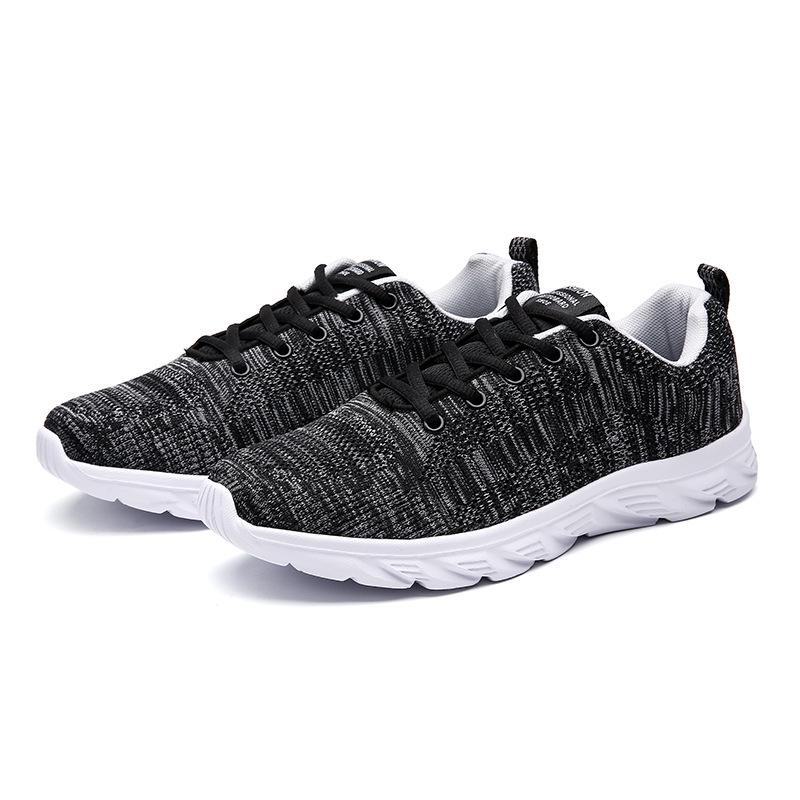 Men's Black Breathable Mesh Running Shoes with Air Cushion and Shock Absorption, Soft Sole, Large Size.