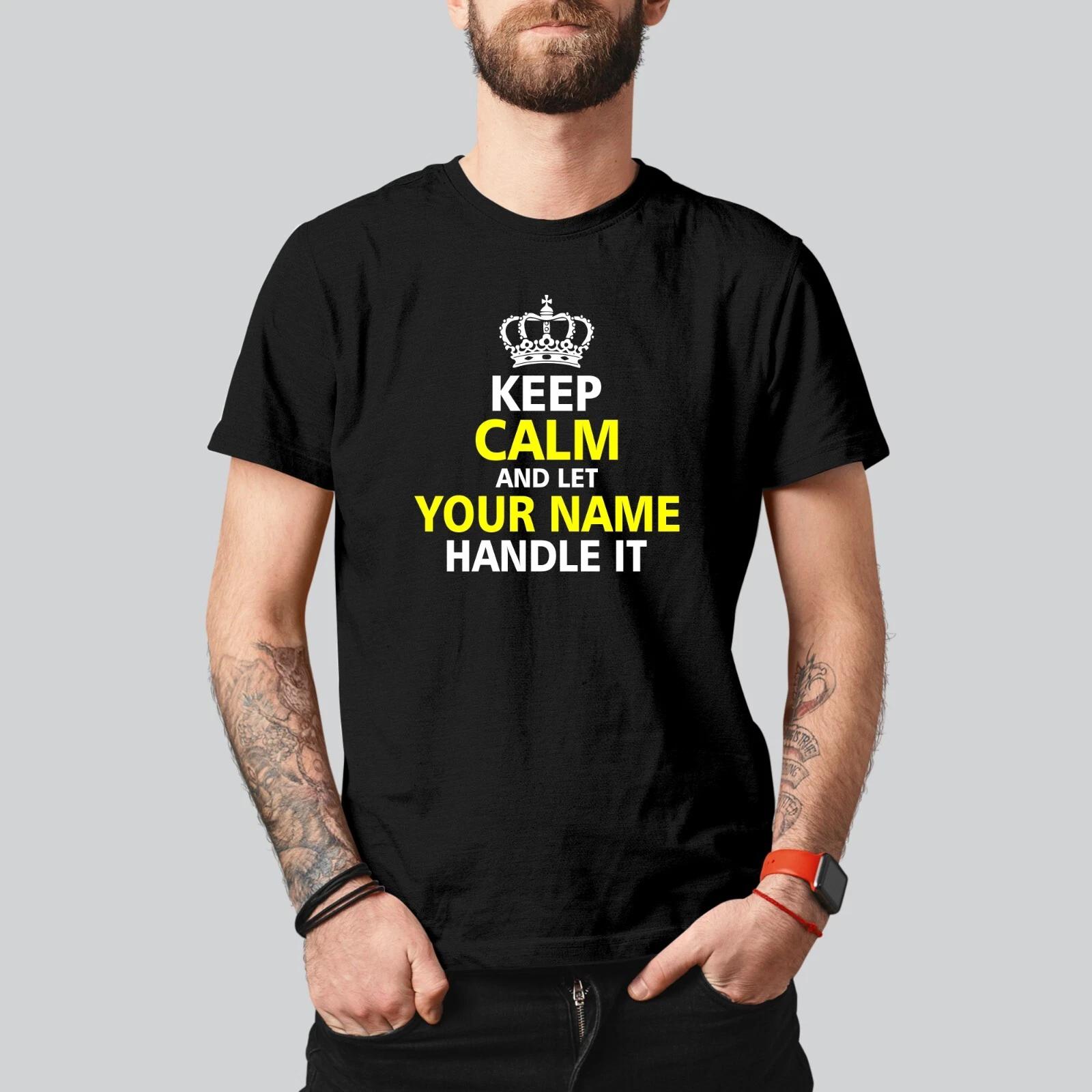 Novelty T Shirt Personalised Keep Calm Let Your Surname Handle It Unisex Tee Top S