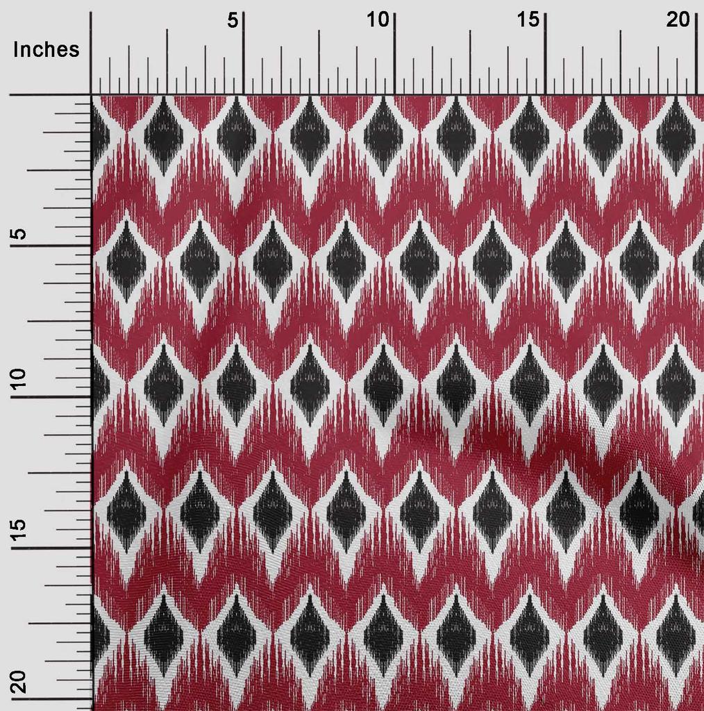 oneOone Tessuto Cotone Elasticizzato Stampa Geometrica Ikat Tessuto BTY Larghezza 40 Pollici