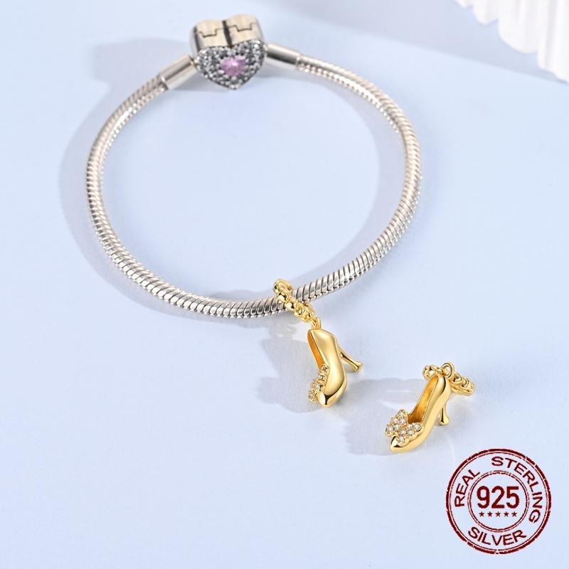 Golden Butterfly Style High Heels Beads Copper Craft Dangle Pendant Fit Bangle Bracelet Necklace Handmade Jewellery