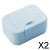 2xTravel Soap Box Case Dish Holder for Gym Hiking with Sponge Saver Blue