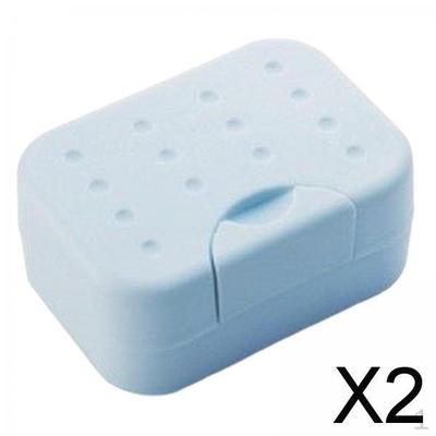 2x Podróżne Pudełko na Mydło Etui Pojemnik Uchwyt na Siłownię Piesze Wycieczki z Gąbką Oszczędzającą Niebieski