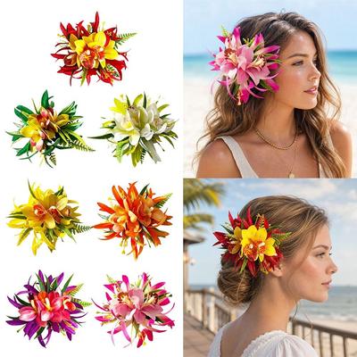 Large Side Clip Simulated Flower Bohemian Hair Clip Cute Wedding Hair Accessories  Bridal Barrette