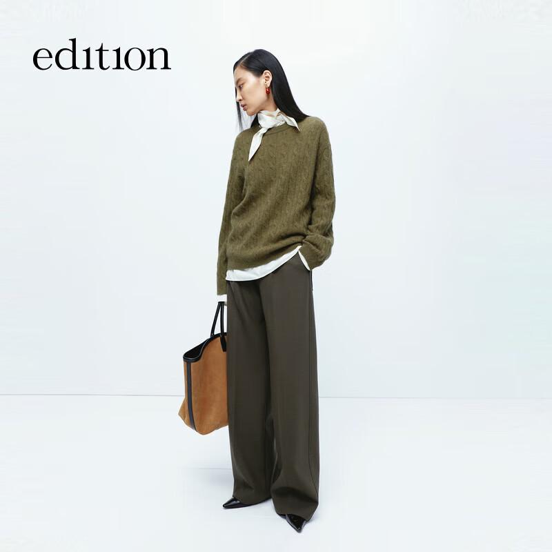 Edition Women's Yak & Camel Wool Blend Cable Knit Pullover Sweater