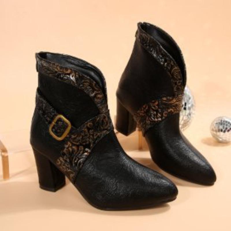 

Женские ботинки, Женская обувь, Толстый каблук, Большой размер, Ремни, Короткие ботинки, Одинарные ботинки 34 чёрный