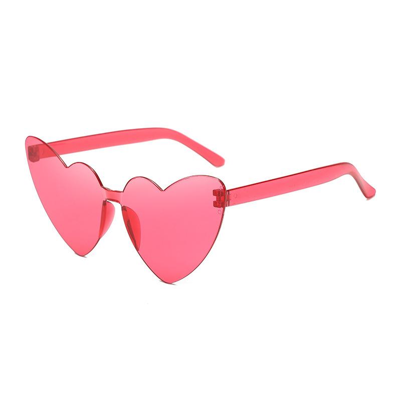 Amazon Thin Peach Heart Sunglasses Jelly Color Rimless Heart-Shaped One-Piece Glasses Candy Color Love Sunglasses
